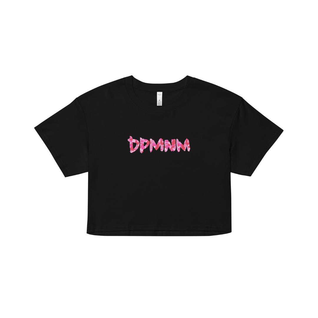 Womens Pink Camo Black Flowy Crop Top