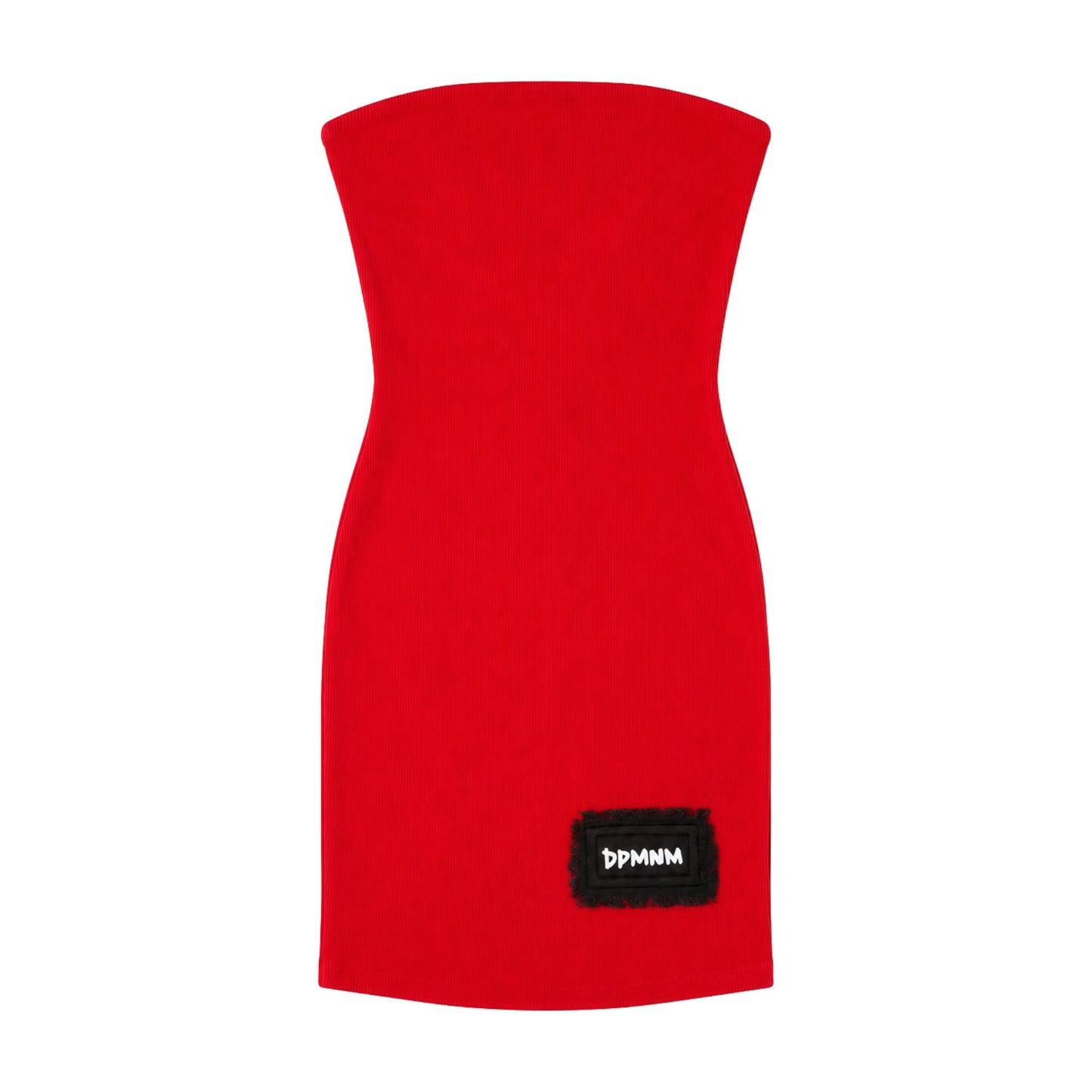 Red Tube Dress With Black Patch