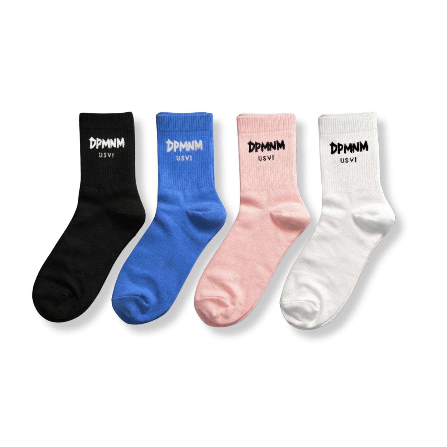"DPMNM USVI" White Mid Crew Socks