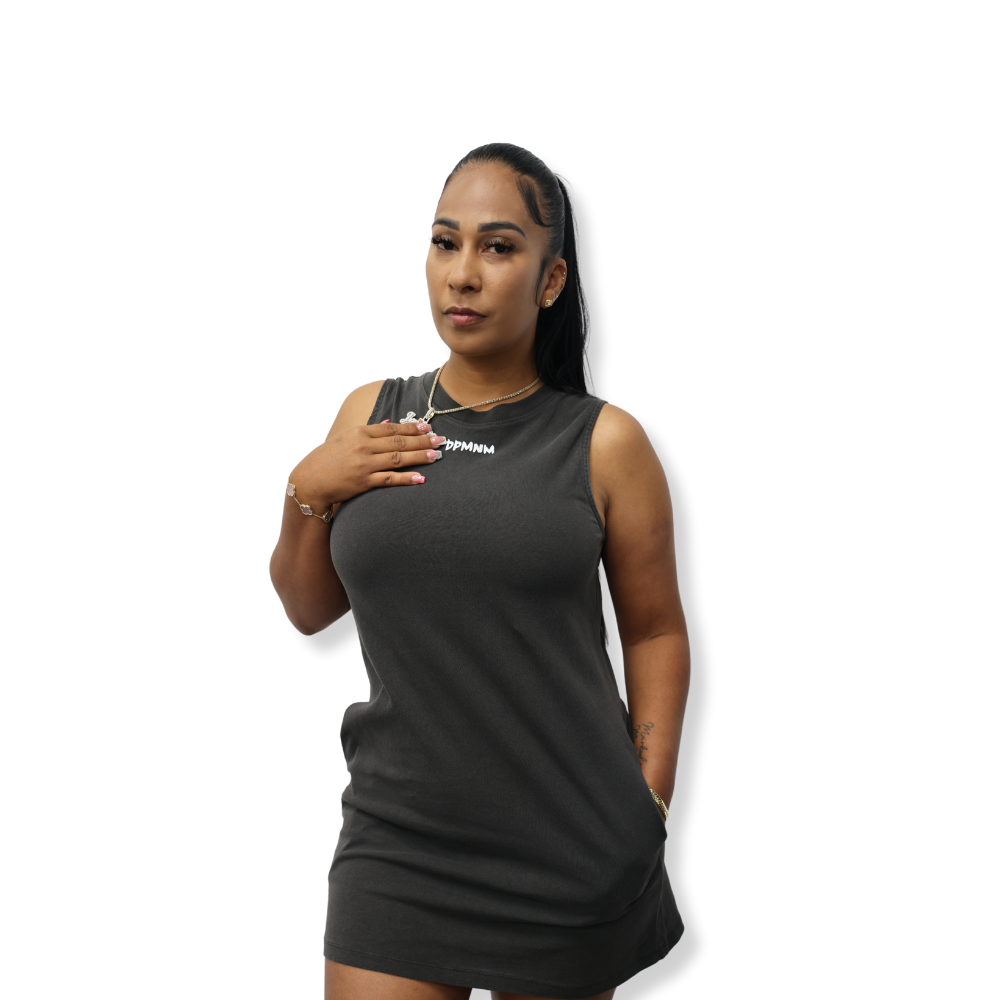 Sleeveless Charcoal Mini Dress W/ Pockets