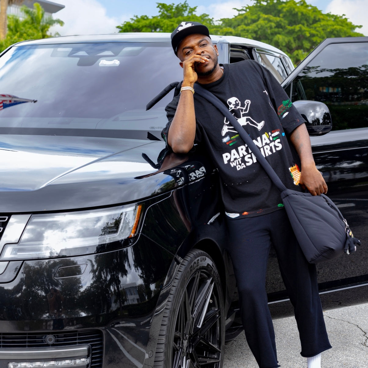 (Pre-Order) Unisex 1-of-1 Black "Partna Wid Da Shirts" | Oversized