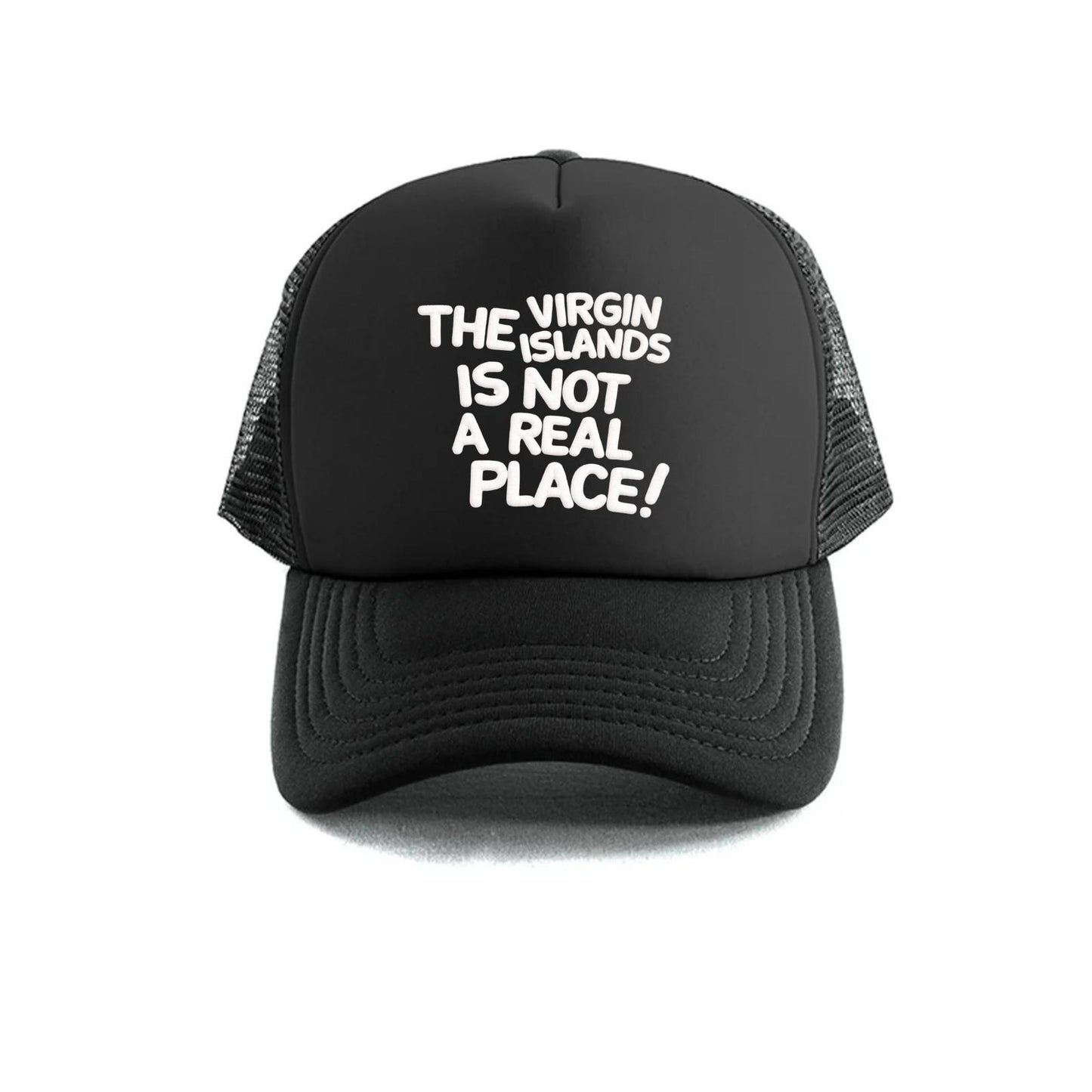 Black Embroidered VI Not A Real Place Trucker Hate