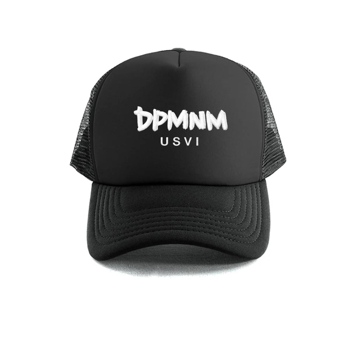 Black Embroidered DPMNM USVI Trucker Hat