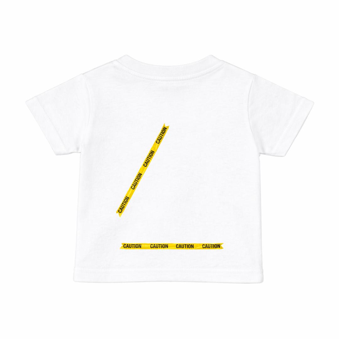 Toddler White Caution Tape tee