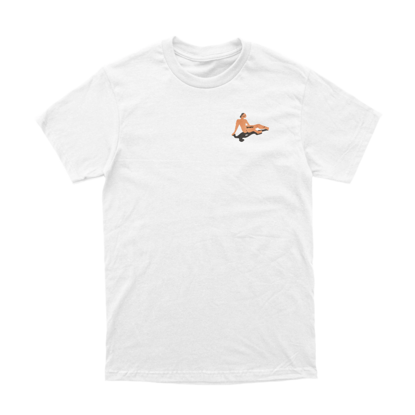 Unisex White Small Logo Nude Tee