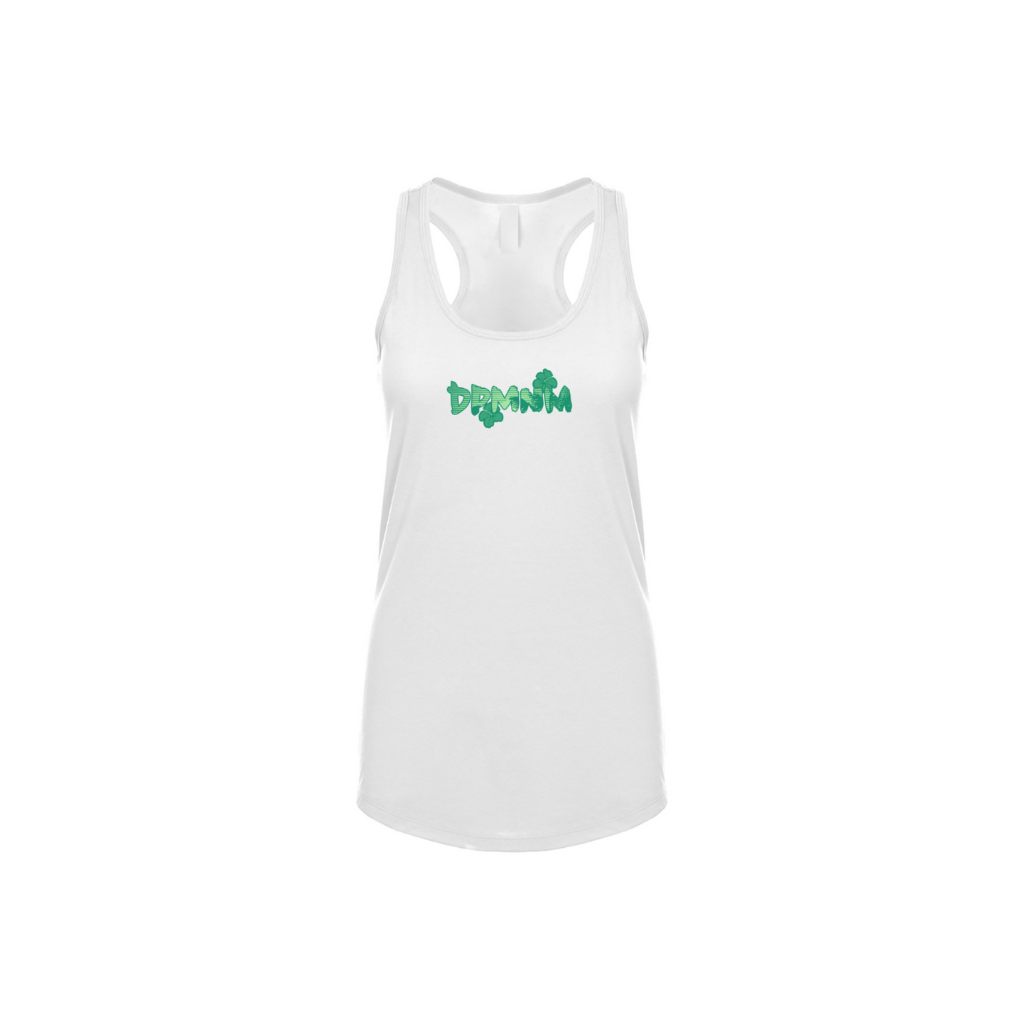 Womens Green Sunset Racerback White Tank