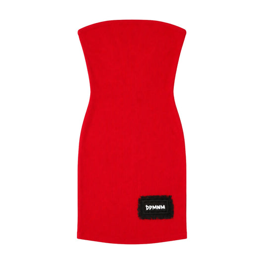 Red Tube Dress With Black Patch