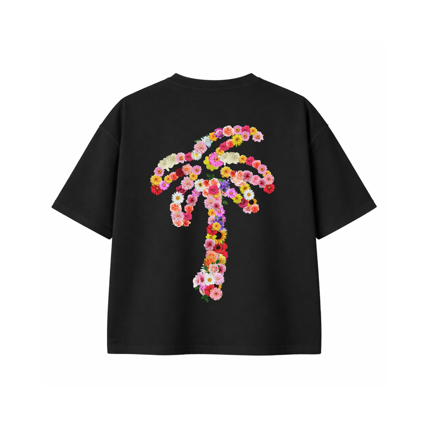 Unisex Black Bouquet Tee | Oversized