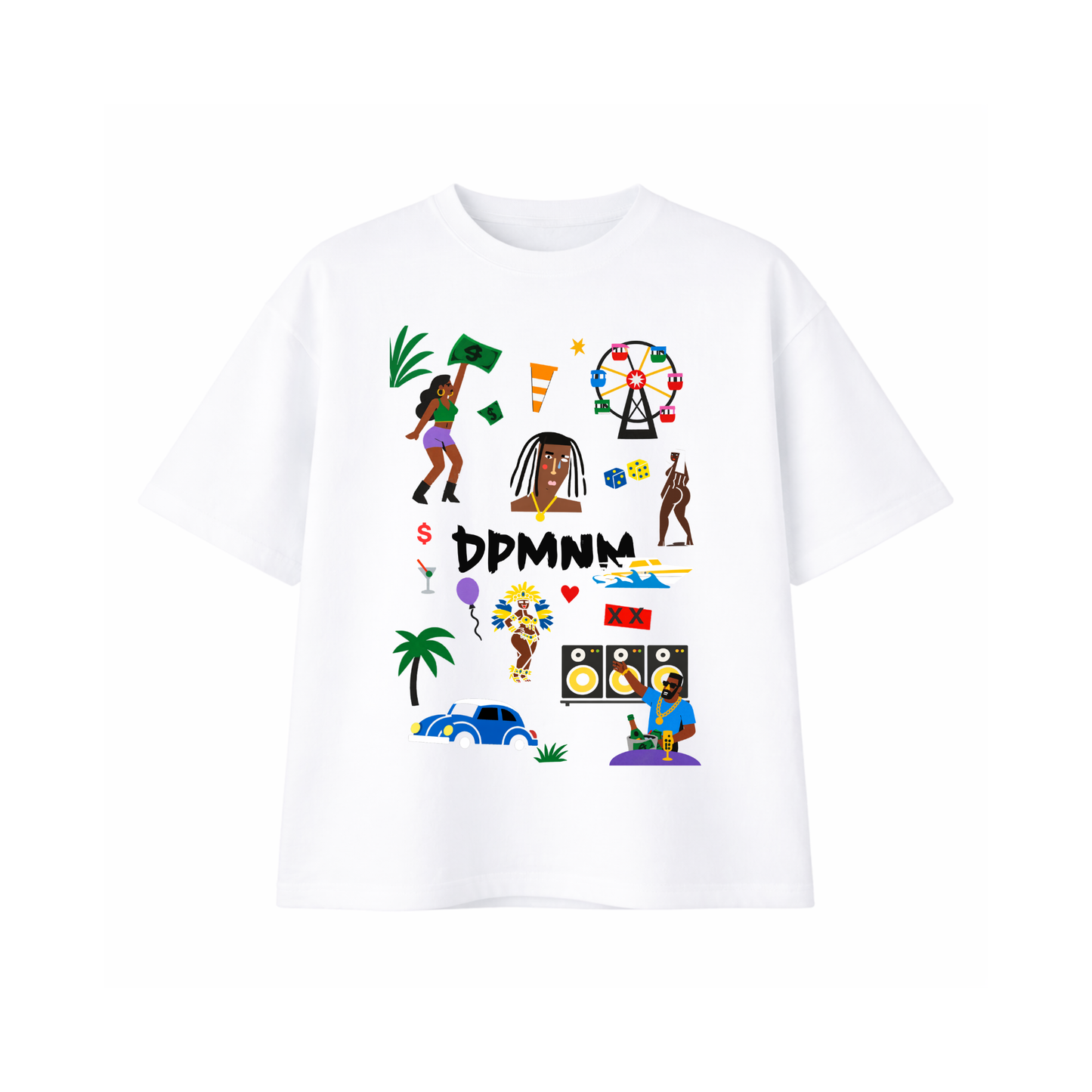 Unisex White DPMNM Pop-Up Tee | Oversized