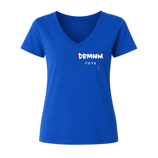 Womens Royal Blue Bouquet V-neck Tee