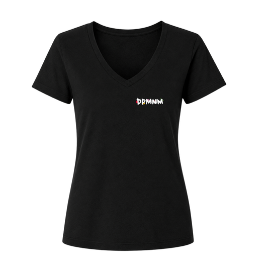 Womens Black Bouquet V-neck Tee