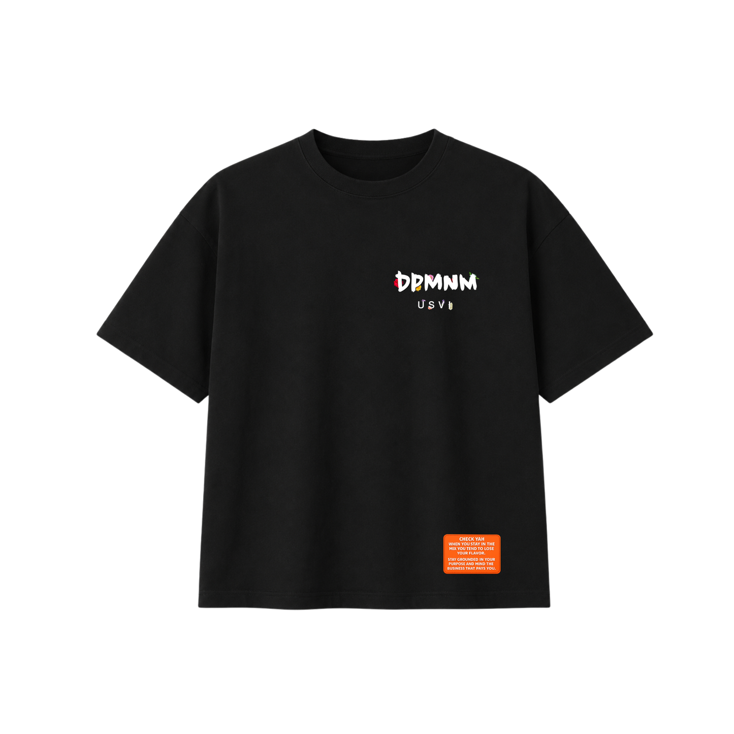 Unisex Black Bouquet Tee | Oversized with Patch