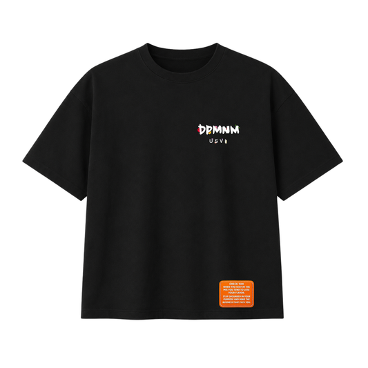 Unisex Black Bouquet Tee | Oversized with Patch