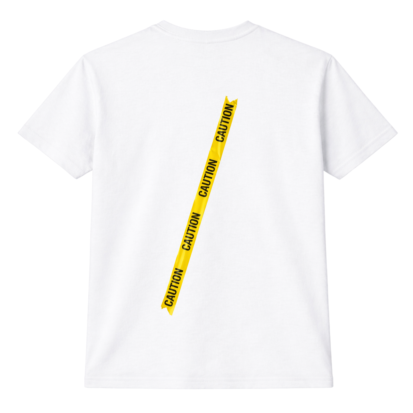Unisex White Caution Tape tee