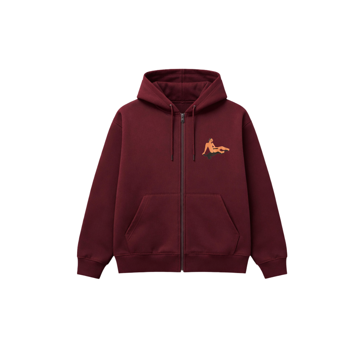 Maroon Nude Beach Zip Hoodie