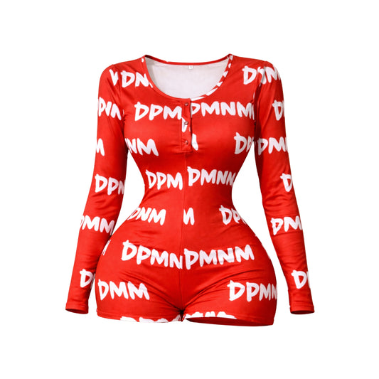 Women's Red Pajama Onesie | Long Sleeve