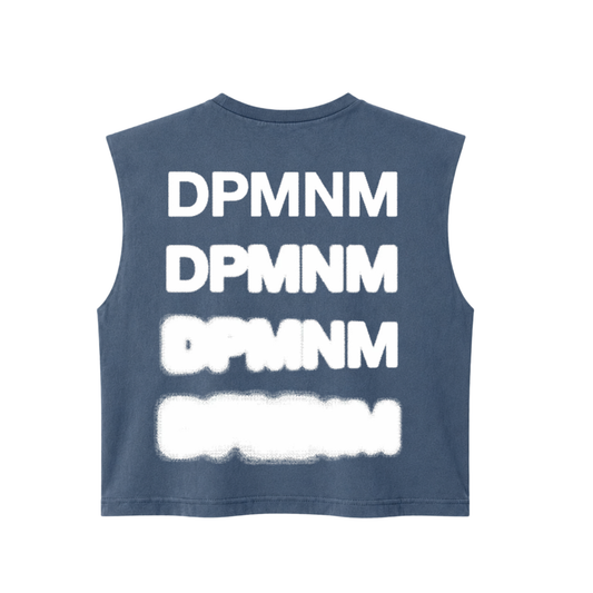 Women Sleeveless Denim Blur Tee