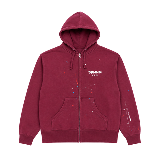 1 of 1 Maroon OG DPMNM Zip Up Hoodie | Large