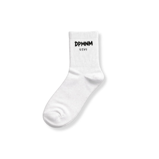 "DPMNM USVI" White Mid Crew Socks