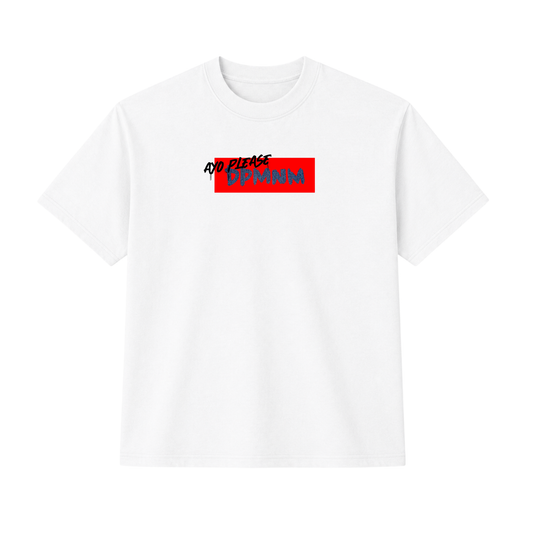 Unisex White Denim Ayo Please Box Logo Tee