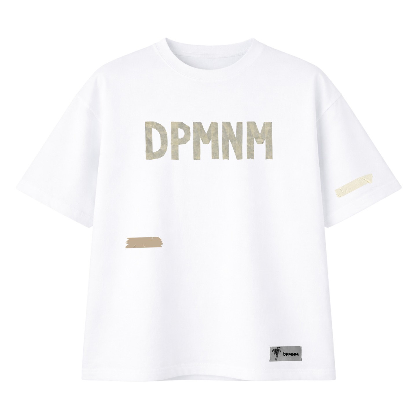 Unisex White Masking Tape Tee | Oversized