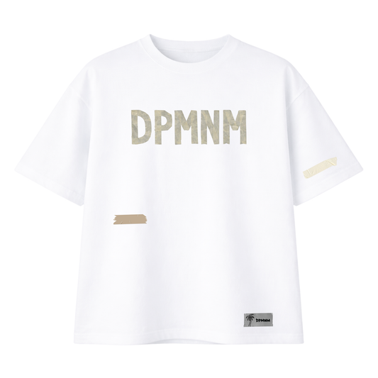 Unisex White Masking Tape Tee | Oversized
