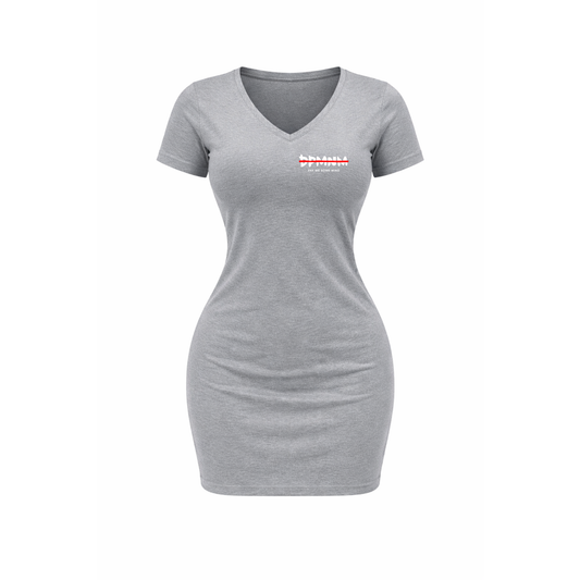 Womens Gray PMSM V-Neck T Shirt Dress