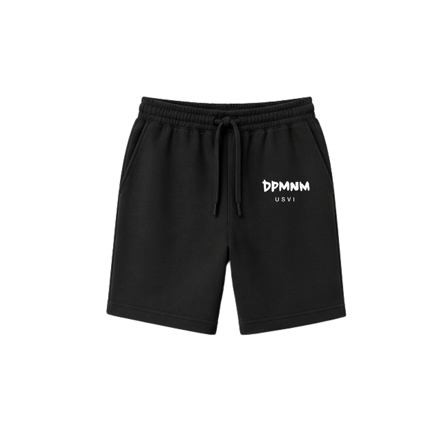 Men's Black Embroidered Fleece Shorts