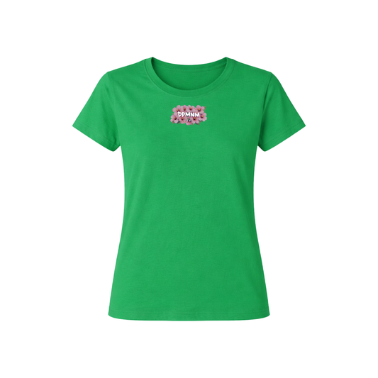 Womens Green Pink Hibiscus Tee
