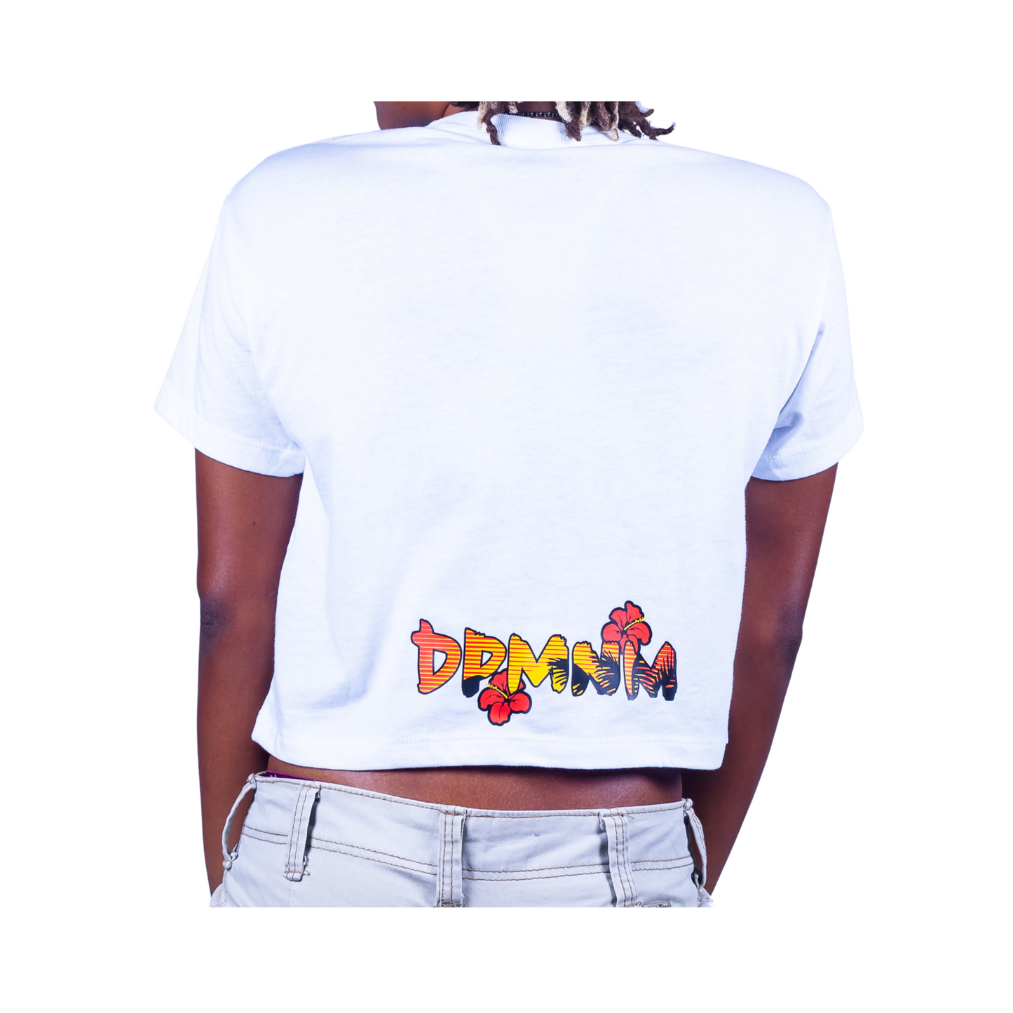 Womens Sunset Crop Top (front and back)