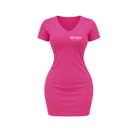 Womens Pink PMSM V-Neck T Shirt Dress