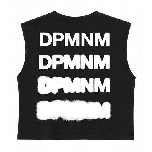 Women Sleeveless Black Blur Tee