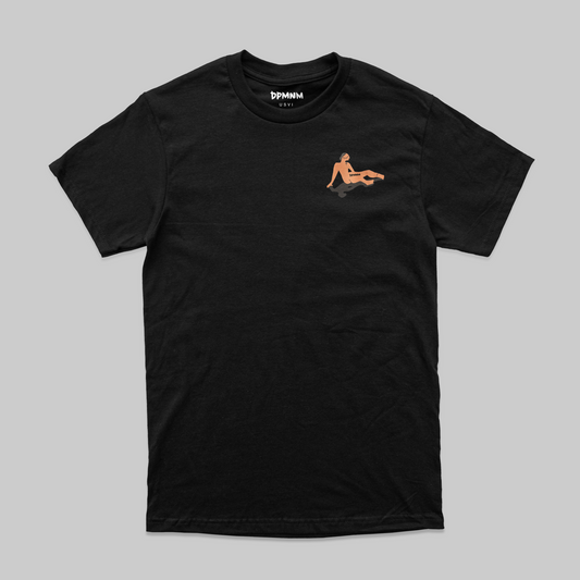 Unisex Black Small Logo Nude Tee