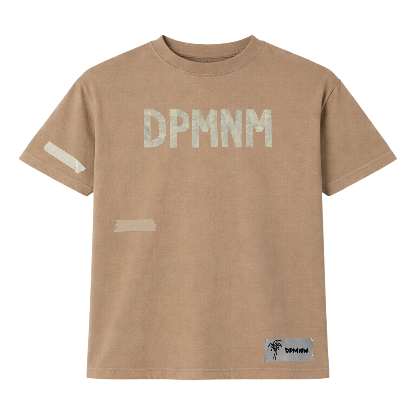 Unisex Faded Brown Masking Tape Tee