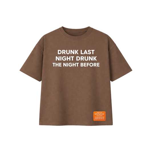 Unisex Mocha Drunk Tee With Patch | Oversized