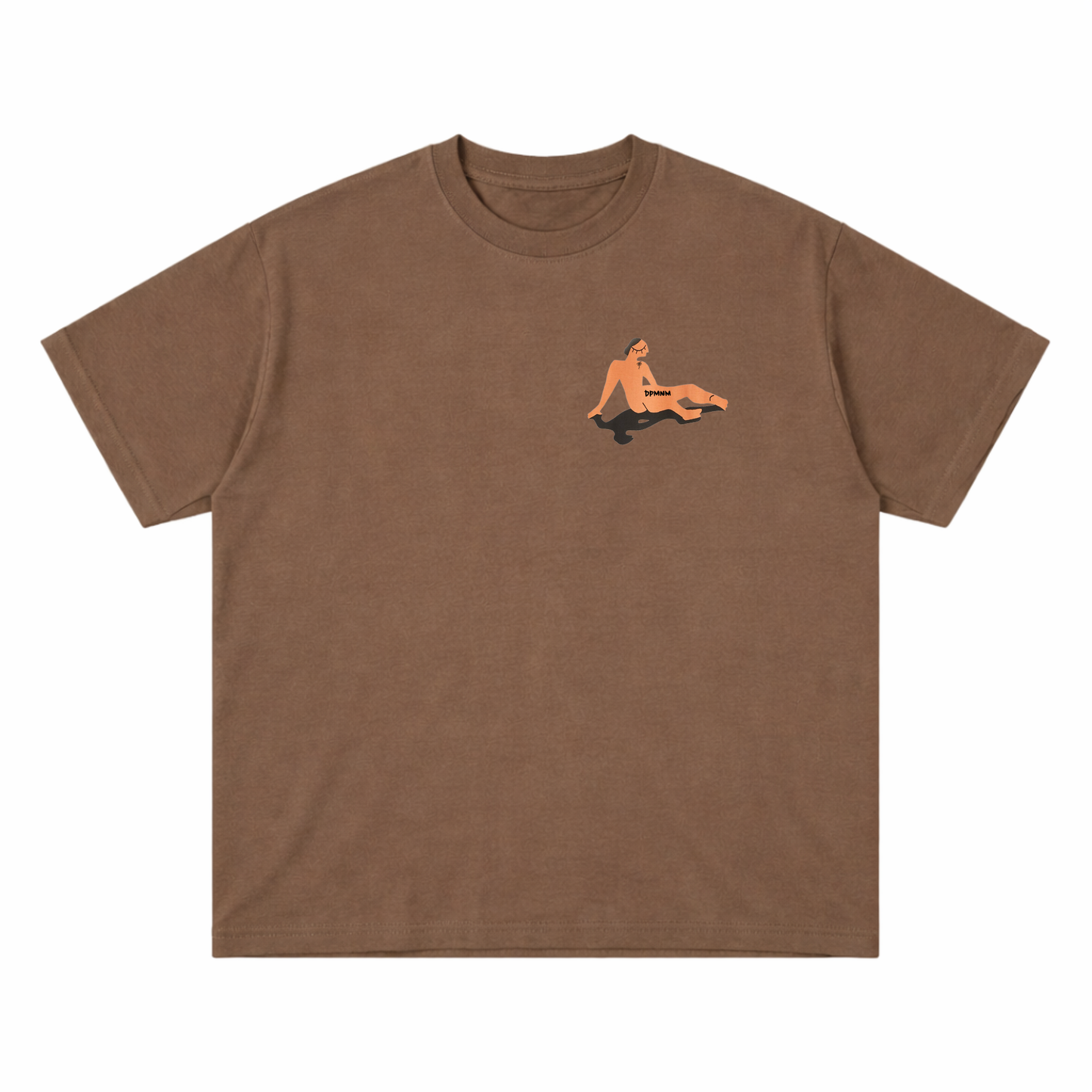 Unisex Oversized Mocha Small Logo Nude Tee
