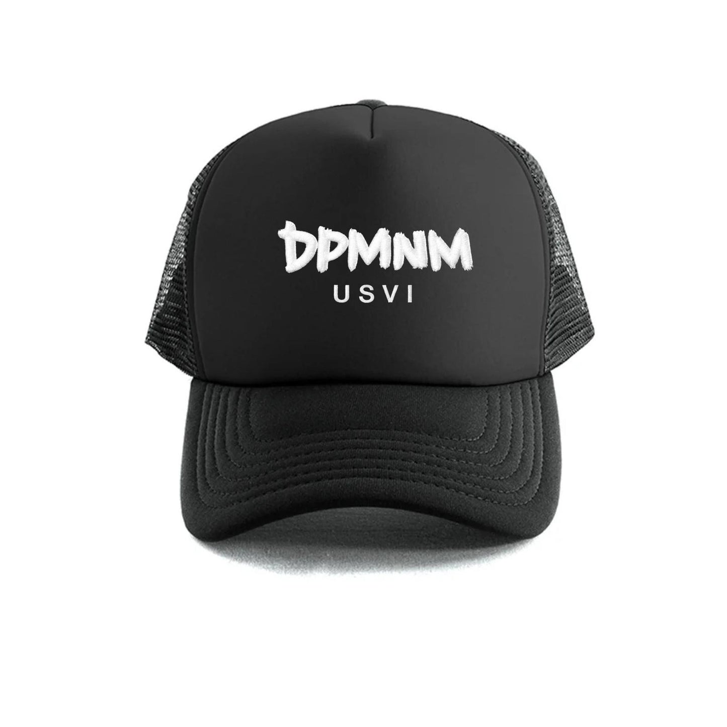 Black Embroidered DPMNM USVI Trucker Hat