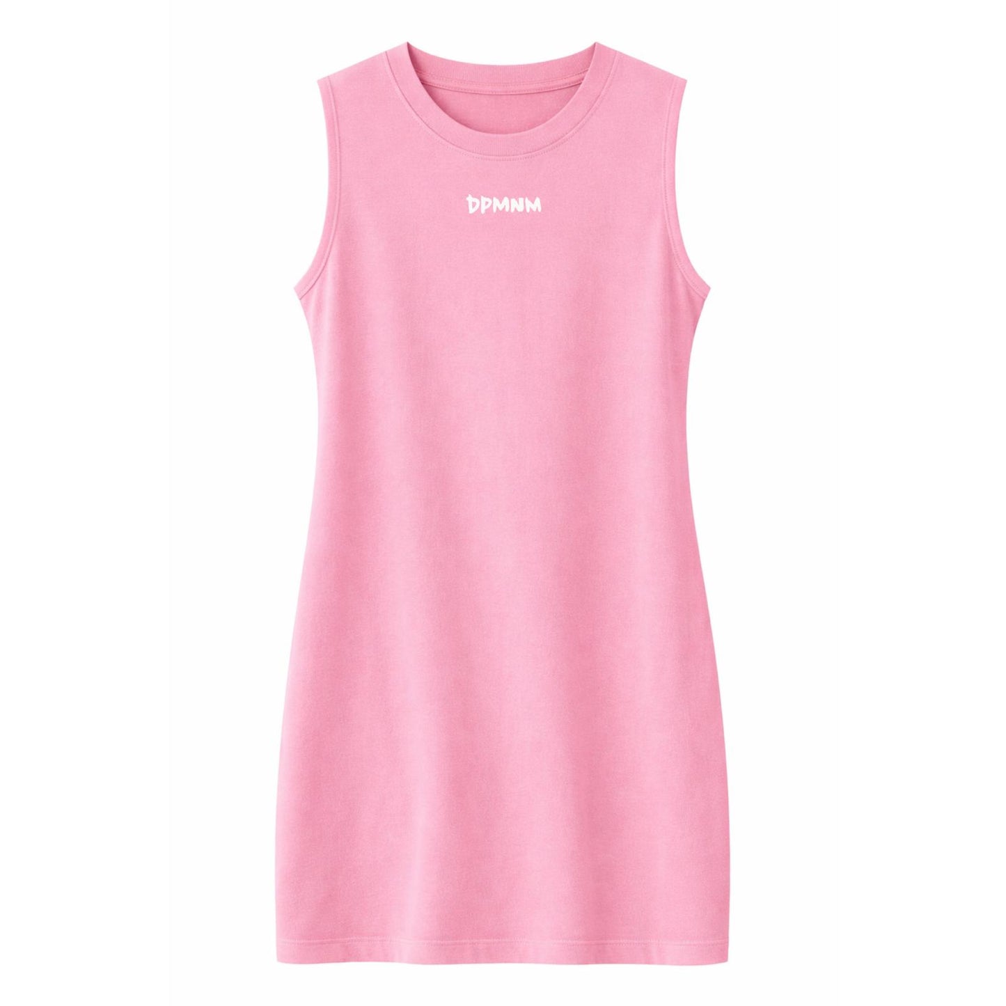 Pink Crew Neck Tank Mini Dress