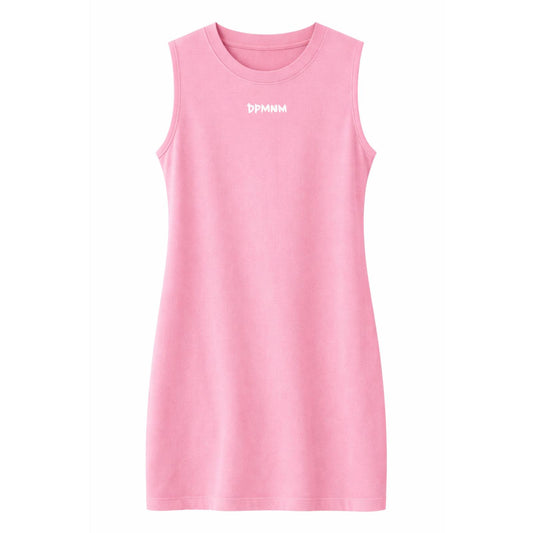 Pink Crew Neck Tank Mini Dress