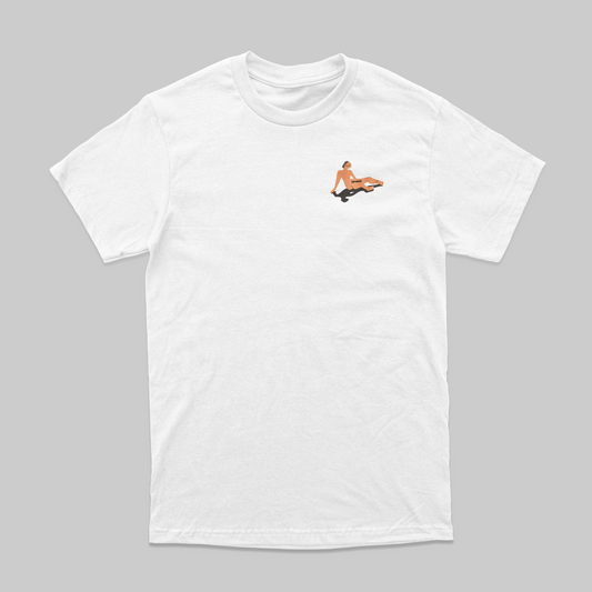 Unisex White Small Logo Nude Tee