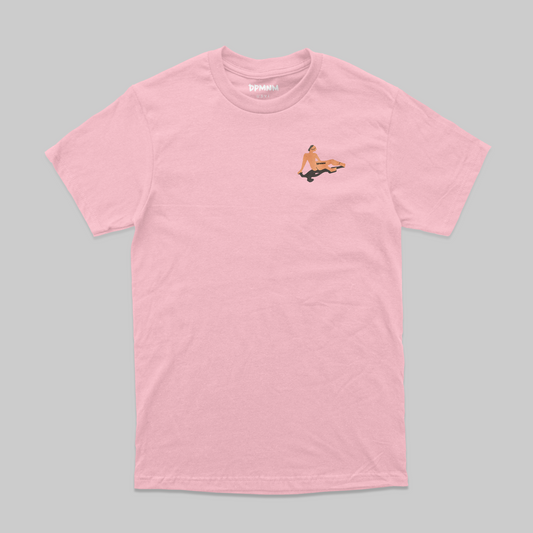 Unisex Pink Small Logo Nude Tee