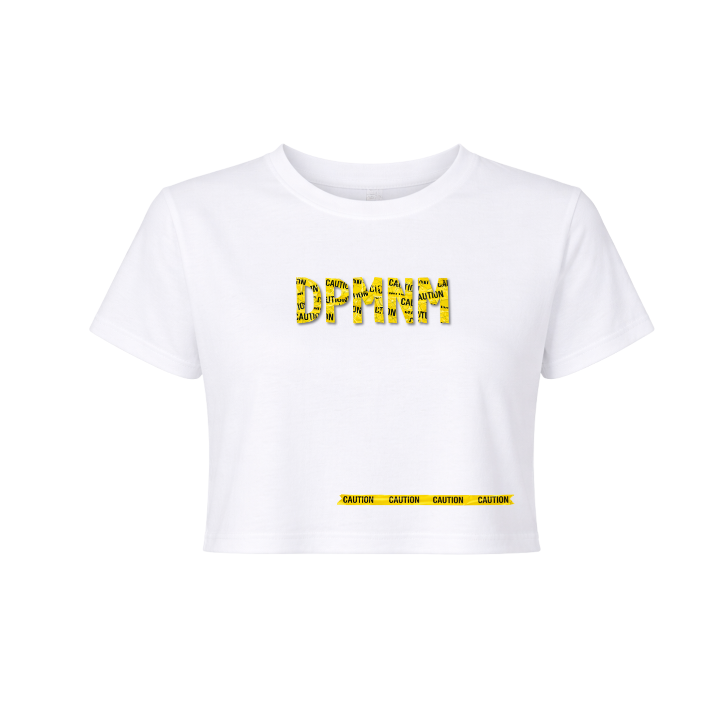 Women's White Caution Tape Flowy Crop