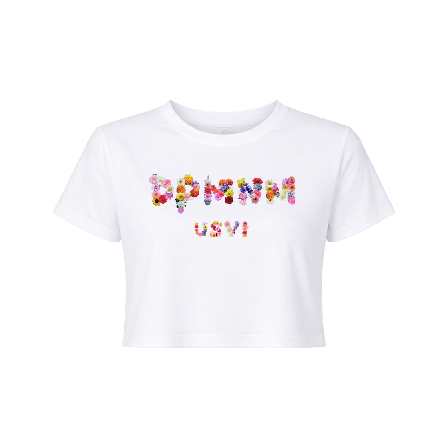 Women's White Bouquet Flowy Crop Top