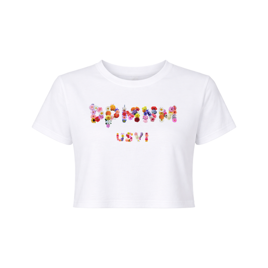 Women's White Bouquet Flowy Crop Top