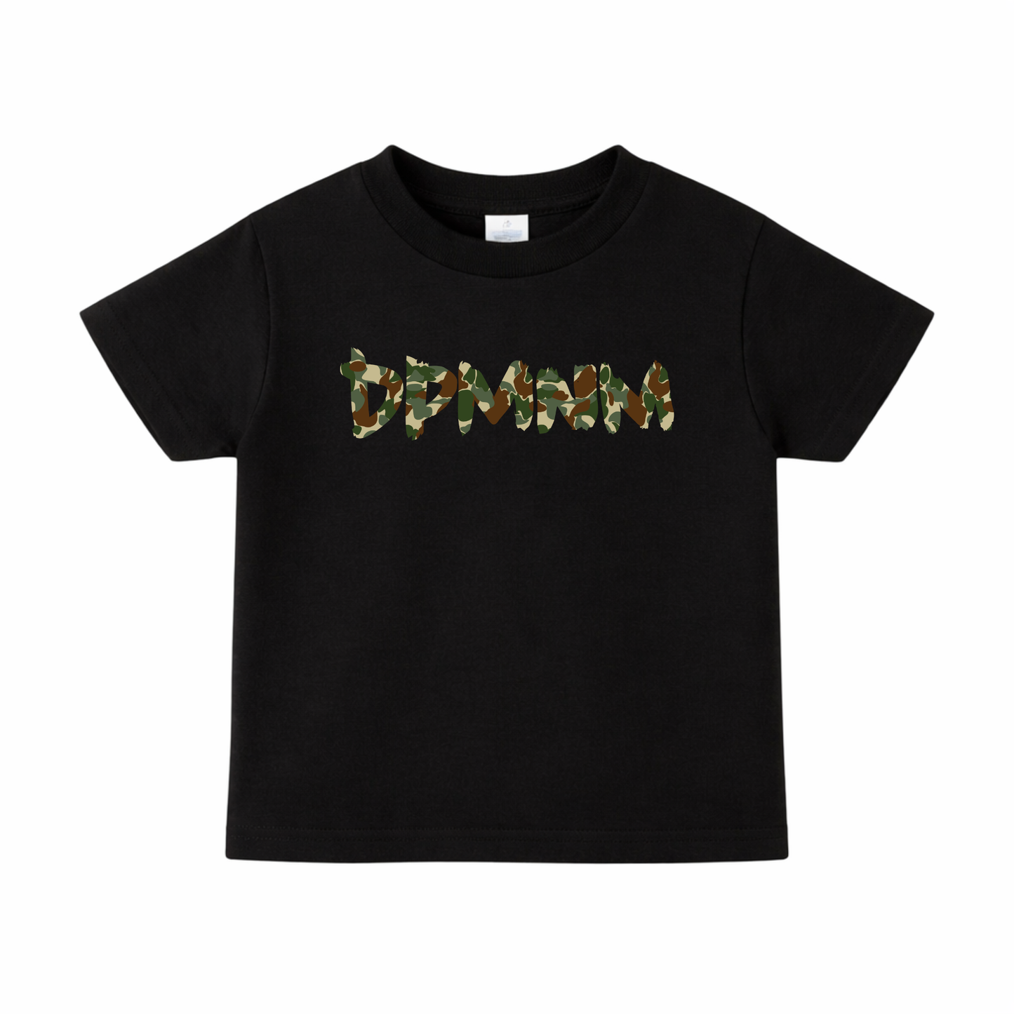 Kids Green Camo | Black Tee