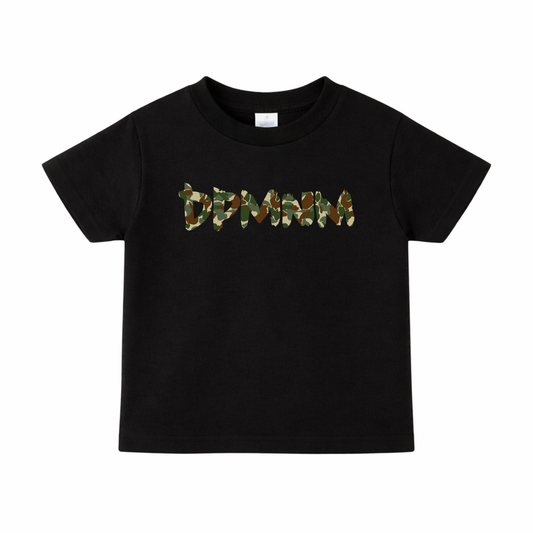Kids Green Camo | Black Tee
