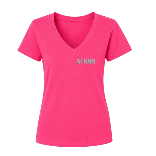 Womens Pink Duct Tape V-Neck Tee