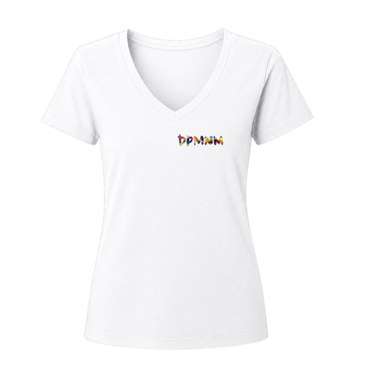Women's White VI Madras V-Neck Tee