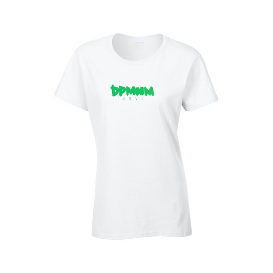 Womens White Kelly Green St. Pattys Puff Print