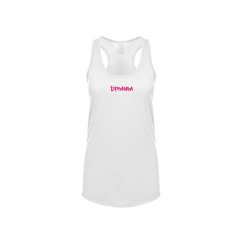 Womens White Pink Camo Racerback Tank